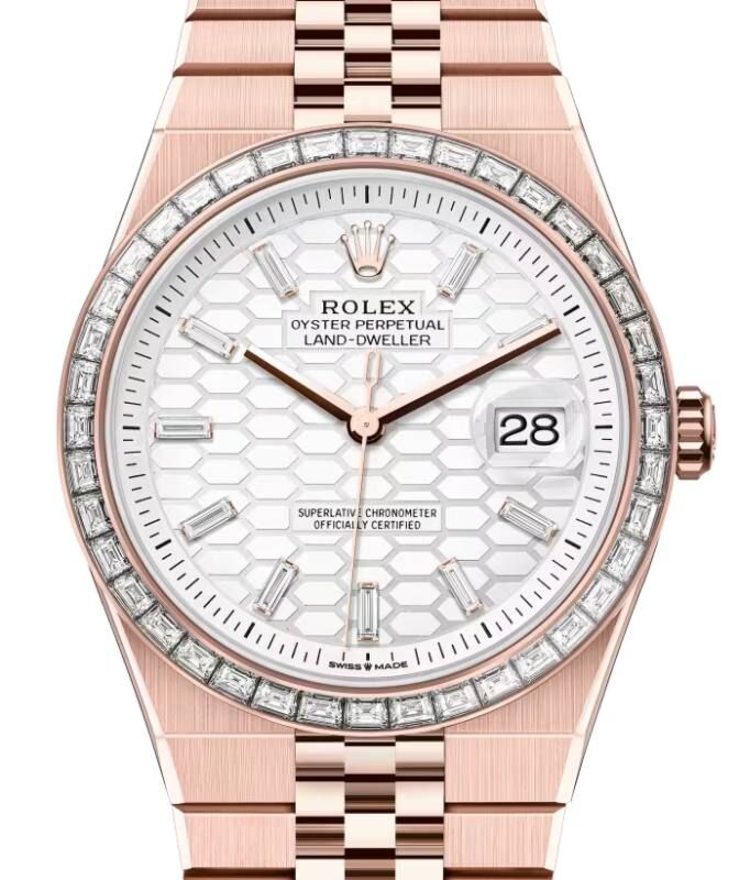 Rolex Land-Dweller 40 Rose Gold Baguette Diamonds Dial & Bezel 127385TBR