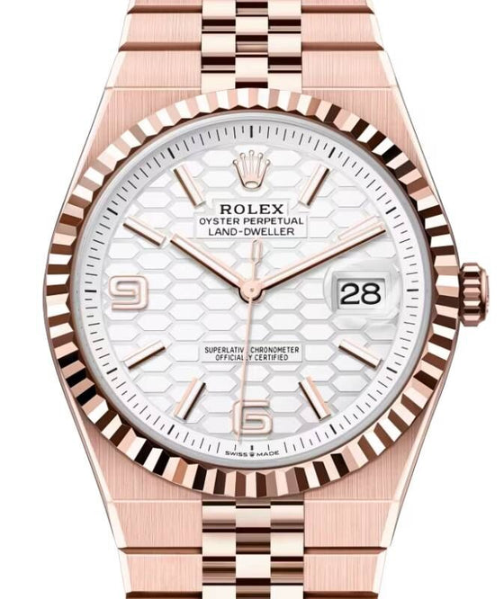 Rolex Land-Dweller 40 Rose Gold White Honeycomb Dial 127335