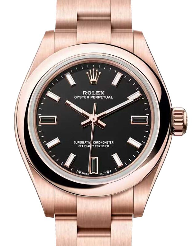 Rolex Oyster Perpetual 28 Rose Gold Black Dial 276205 - BRAND NEW