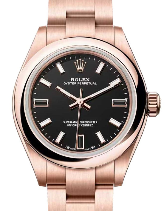Rolex Oyster Perpetual 28 Rose Gold Black Dial 276205 - BRAND NEW