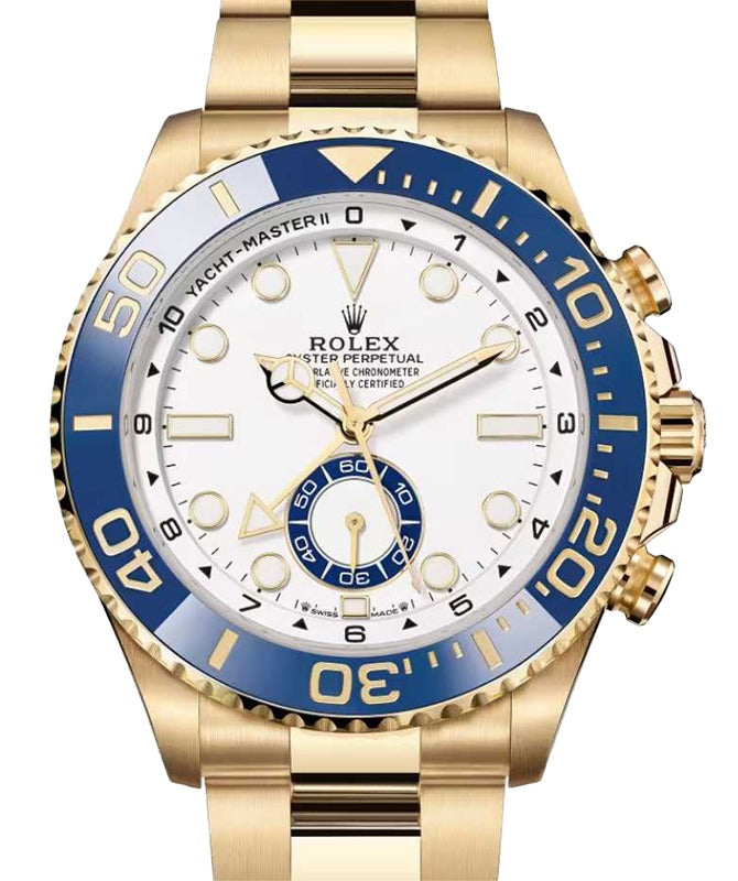 Rolex Yacht-Master II Yellow Gold White Dial Blue Cerachrom Ceramic Bezel 126688 - BRAND NEW