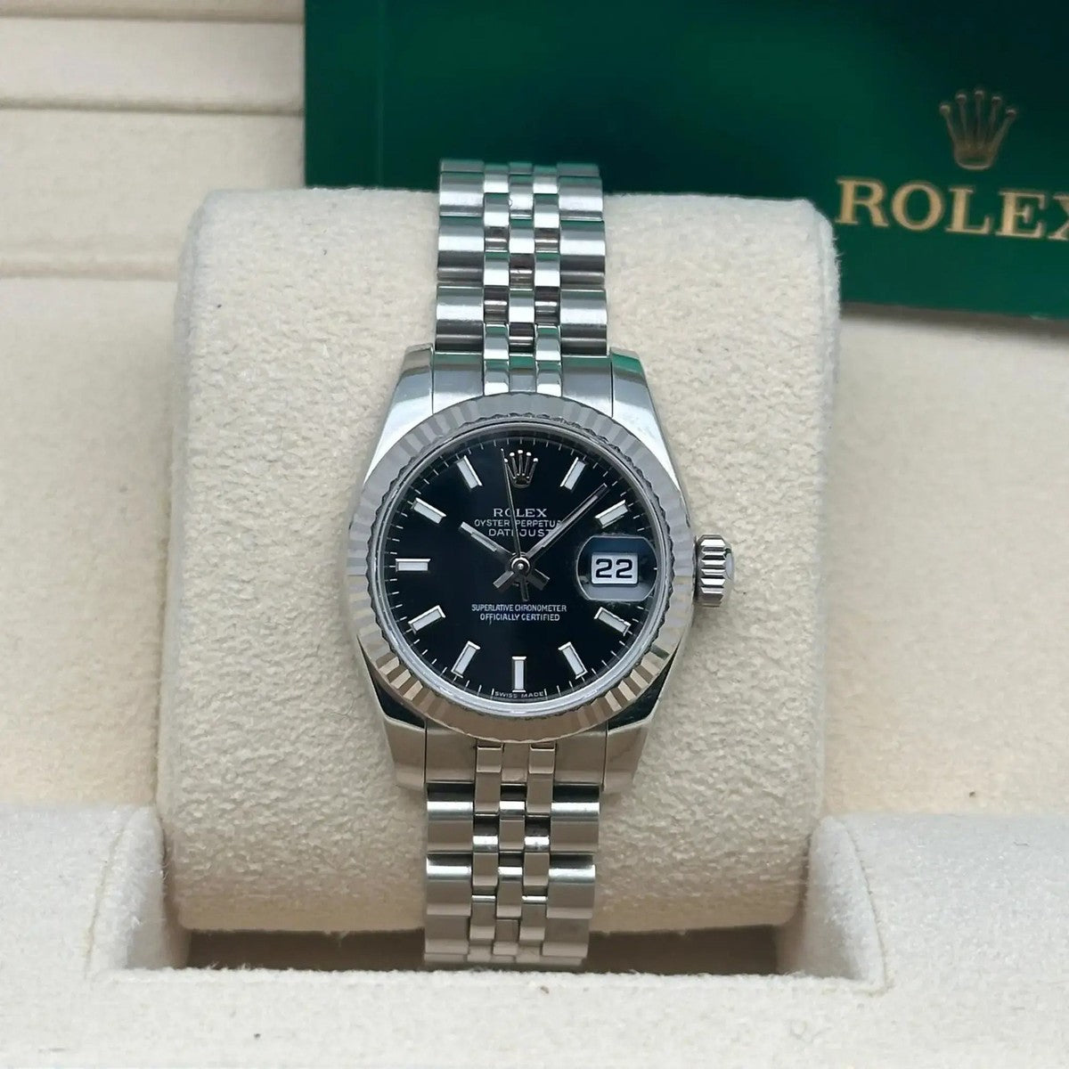 Rolex Lady-Datejust 26 26 mm 179174-BLKCAO Steel/White Gold Black