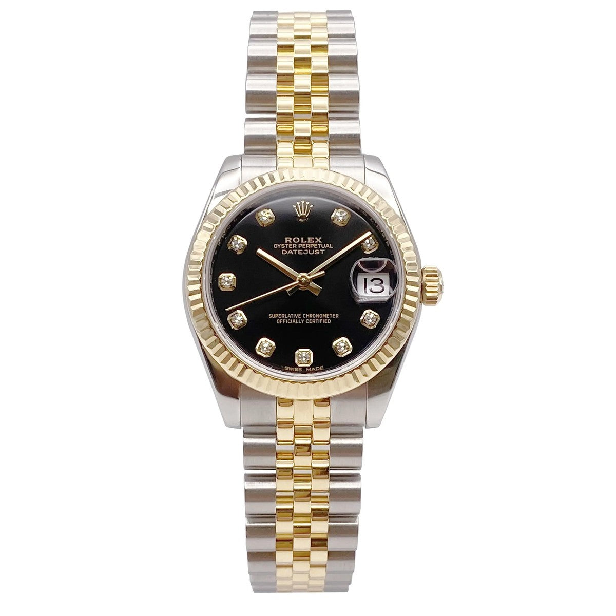Rolex Datejust 31 mm 178240DB31 Yellow Gold/Diamonds Black/Golden