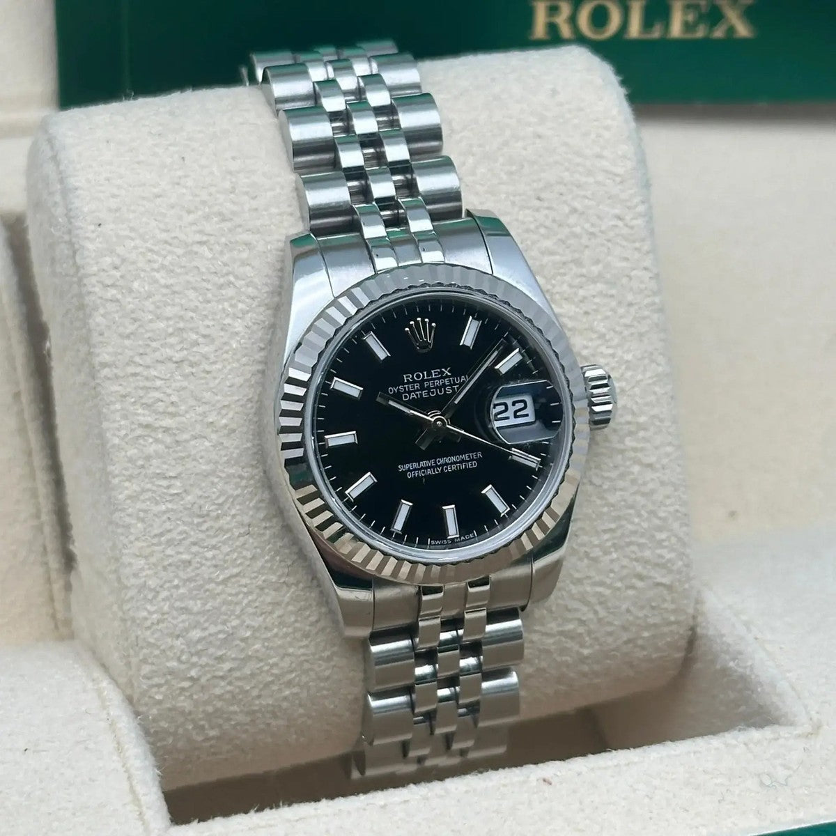 Rolex Lady-Datejust 26 26 mm 179174-BLKCAJ Steel/White Gold Black