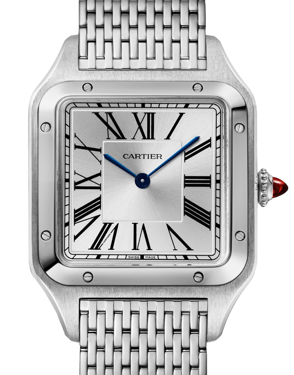 Santos-Dumont Large Platinum Silver Dial WGSA0124