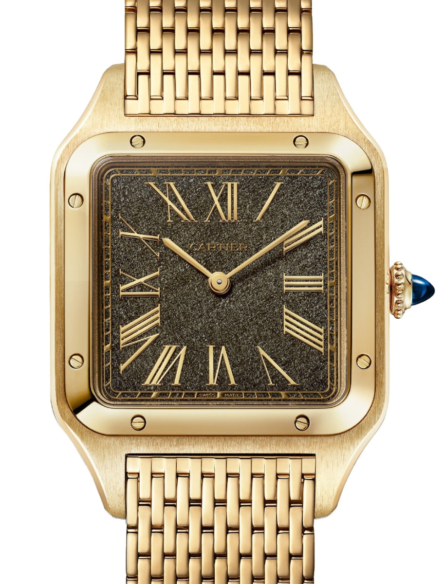 Santos-Dumont Large Yellow Gold Obsidian Dial WGSA0123