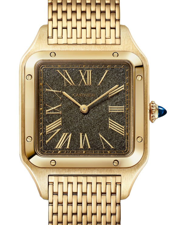 Santos-Dumont Large Yellow Gold Obsidian Dial WGSA0123