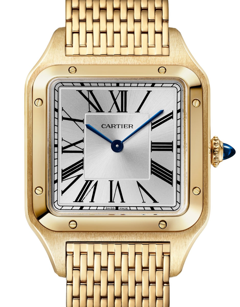 Santos-Dumont Large Yellow Gold Silver Dial WGSA0122