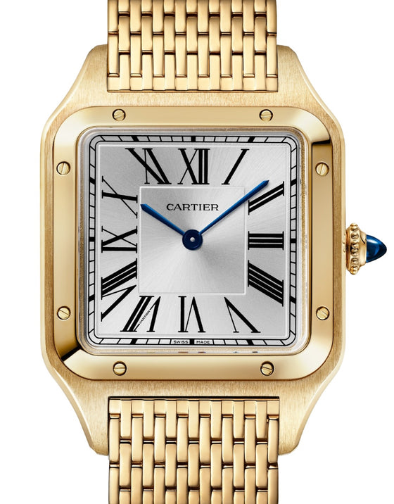 Santos-Dumont Large Yellow Gold Silver Dial WGSA0122