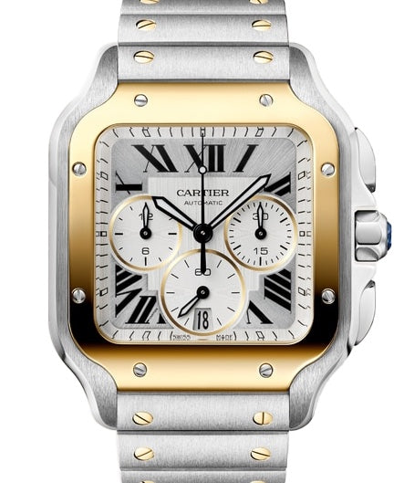 Santos De Cartier large Steel/Yellow Gold Silver Dial W2SA0035