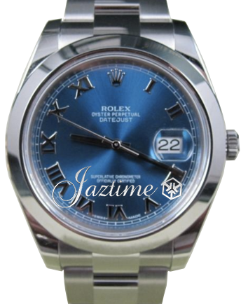 Rolex Datejust II 116300-BLURSO Blue Roman Stainless Steel Oyster Men's 41mm