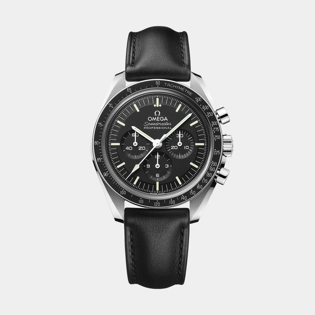 Omega Speedmaster Pre-Moon Chronograph 145.022-69 Stalless Steel Matt Black Dial Leater Strap 42mm