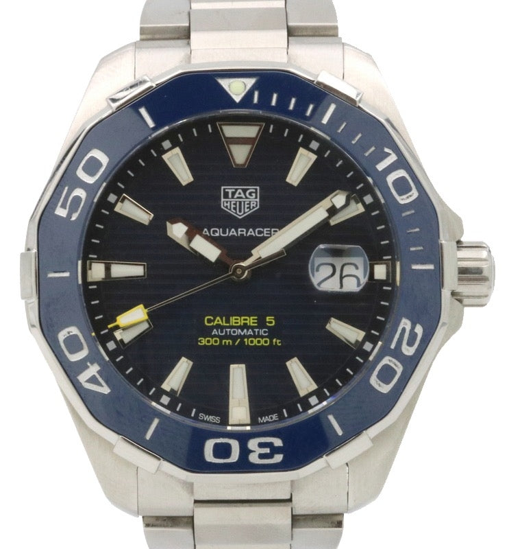 TAG Heuer Aquaracer Calibre 5 Stainless Steel Blue Index Dial & Ceramic Bezel WAY201B - PRE-OWNED
