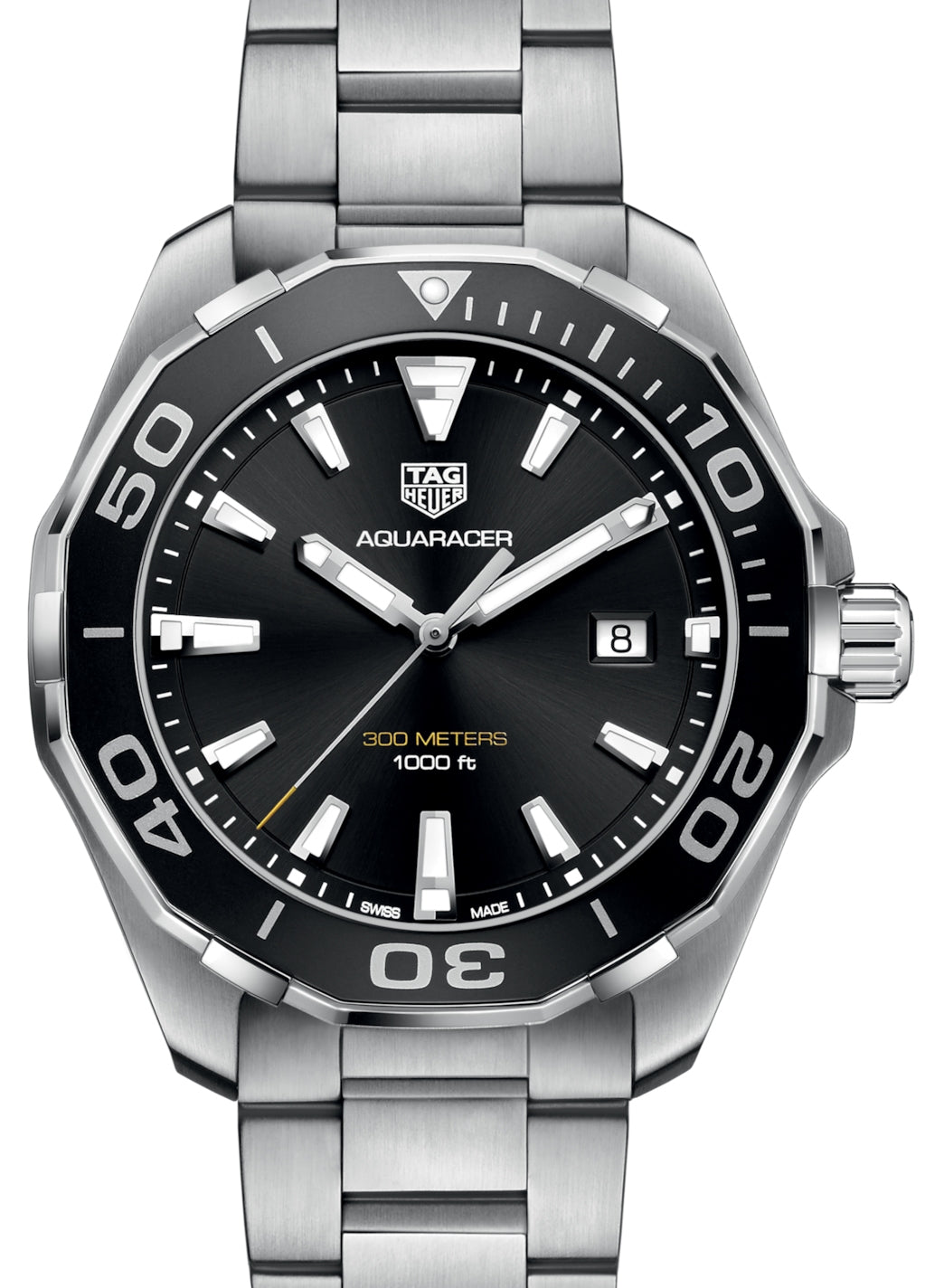 Tag Heuer Aquaracer Stainless Steel Black Index Dial & Stainless Steel Bracelet WAY101A.BA0746 - BRAND NEW