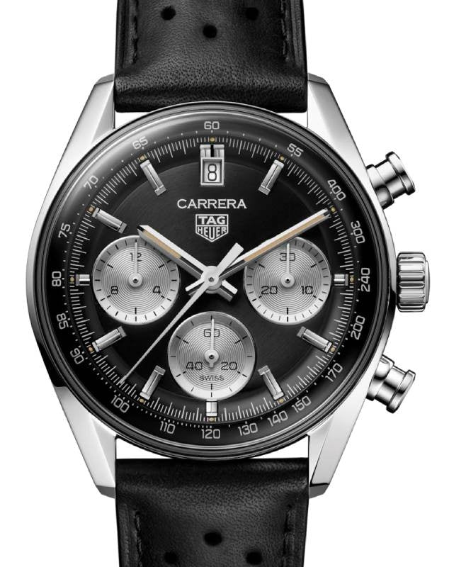 Tag Heuer Carrera Chronograph Stainless Steel 39mm Black Dial Leather Strap CBS2210.FC6534 - BRAND NEW