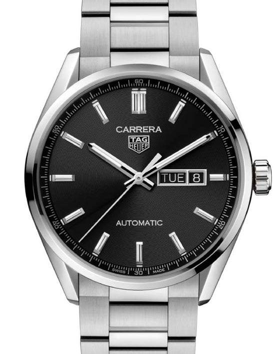 Tag Heuer Carrera Day-Date Stainless Steel 41mm Black Dial WBN2010.BA0640 - BRAND NEW