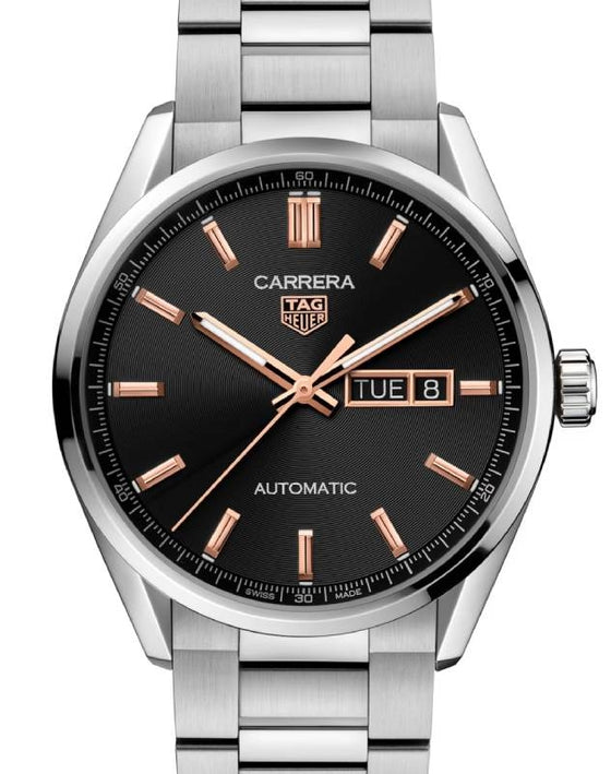 Tag Heuer Carrera Day-Date Stainless Steel 41mm Black Dial WBN2013.BA0640 - BRAND NEW
