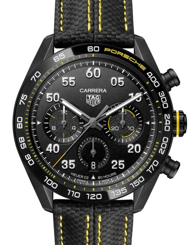 Tag Heuer Carrera Porsche Chronograph Stainless Steel/Ceramic 44mm Black Dial Leather Strap CBN2A1H.FC6512 - BRAND NEW