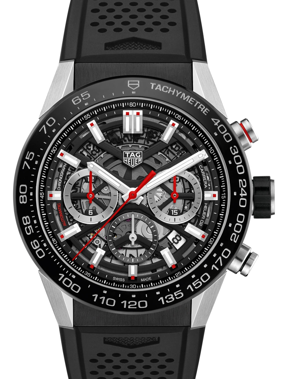 Tag Heuer Carrera Stainless Steel Black Index Dial & Rubber Strap CBG2A10.FT6168 - BRAND NEW