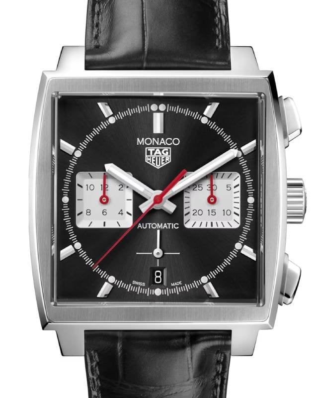 Tag Heuer Monaco Chronograph Stainless Steel 39mm Black Dial Leather Strap CBL2113.FC6177 - BRAND NEW