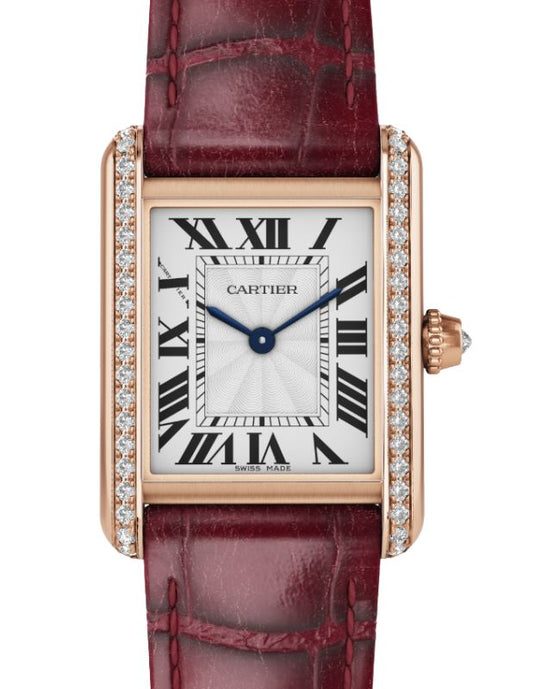 Tank Louis Cartier Small Manual Winding Rose Gold/Diamonds Silver Dial WJTA0037