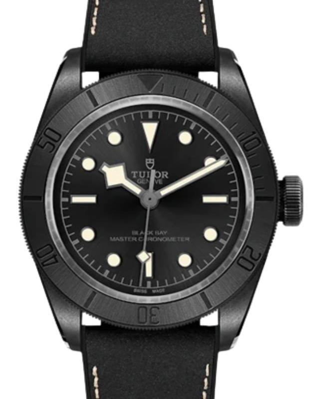 Tudor Black Bay Ceramic 41mm Black Dial Leather and Rubber Strap M79210CNU-0001