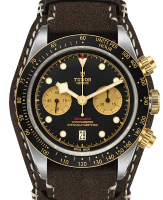Tudor Black Bay Chrono S&G Stainless Steel Black Dial 41mm Leather Strap M79363N-0002