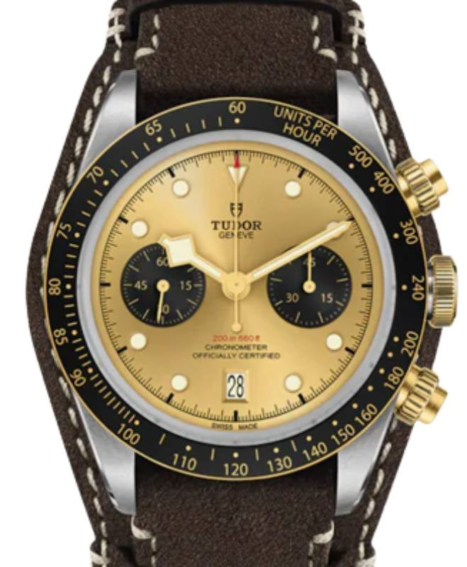 Tudor Black Bay Chrono S&G Stainless Steel Champagne Dial 41mm Leather Strap M79363N-0008