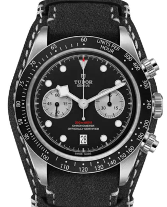 Tudor Black Bay Chrono Stainless Steel Black Dial 41mm Leather Strap M79360N-0005