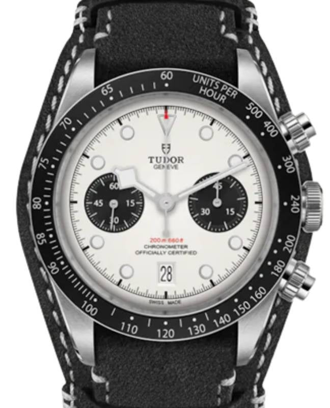 Tudor Black Bay Chrono Steel Silver Dial 41mm Leather Strap M79360N-0006