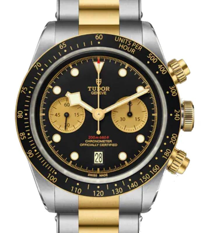 Tudor Black Bay Chrono S&G Stainless Steel 41mm Black Dial Steel and Gold Bracelet 79363N-0001 - Brand New