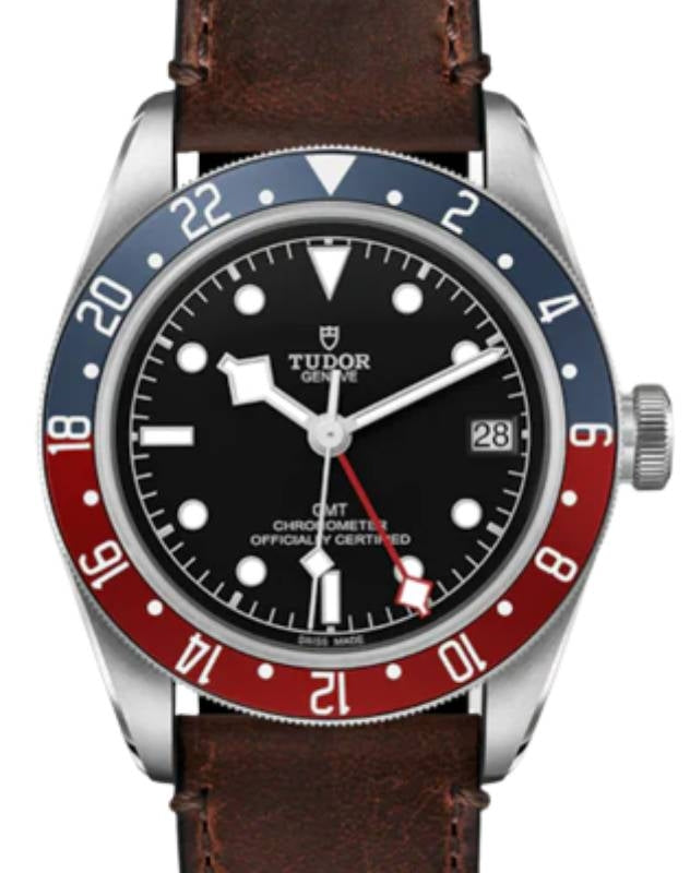 Tudor Black Bay GMT Stainless Steel Black Dial Leather Strap 41mm M79830RB-0002