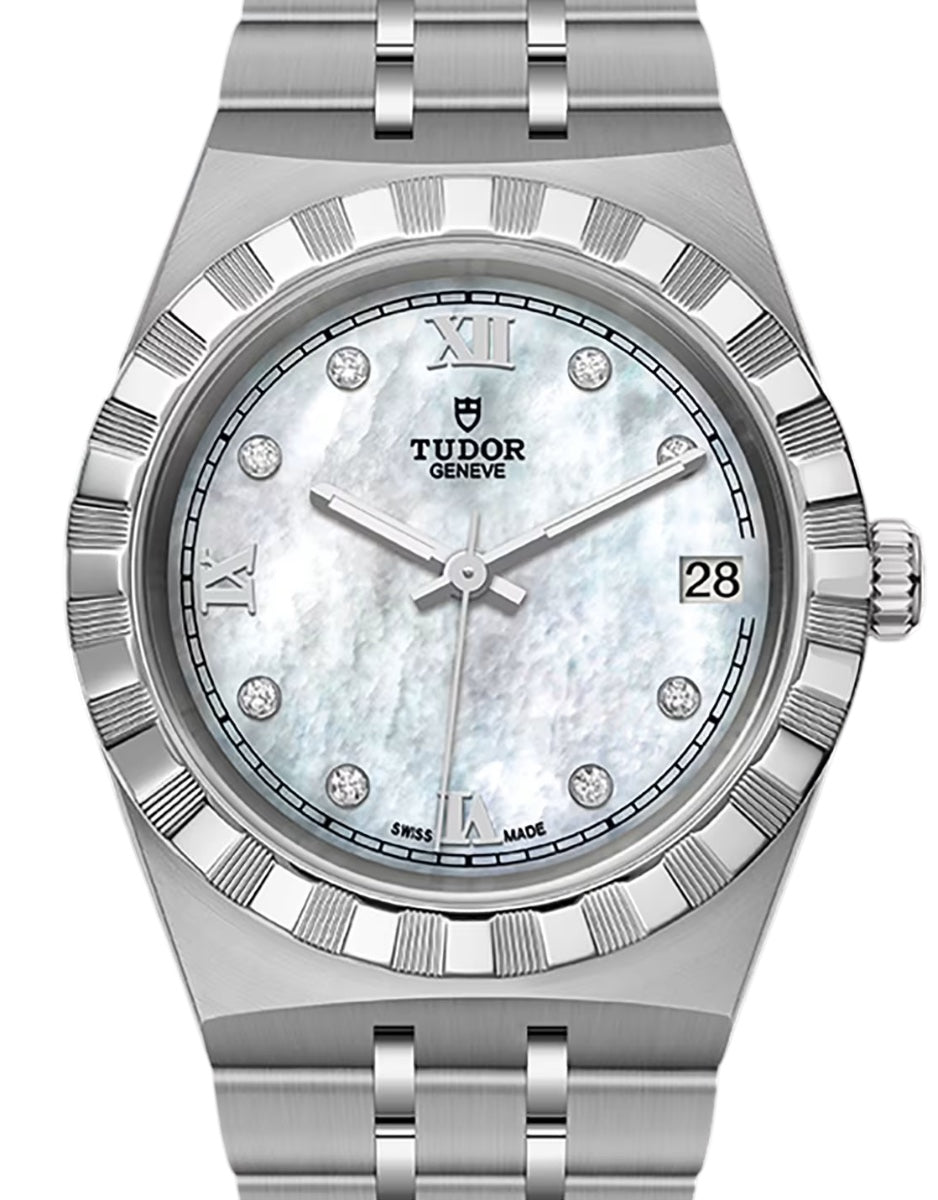 Tudor Royal Steel 34mm White Mother of Pearl Diamond Dial M28400-0005 - BRAND NEW