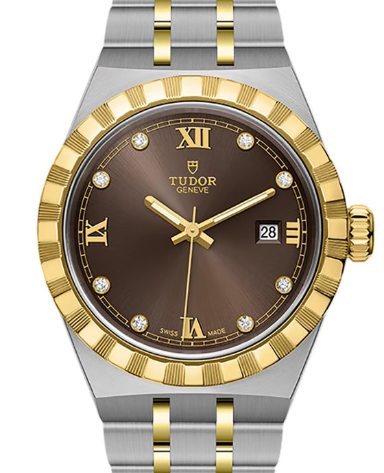 Tudor Royal Steel Yellow Gold 28mm Chocolate Brown Diamond Dial M28303-0009 - BRAND NEW