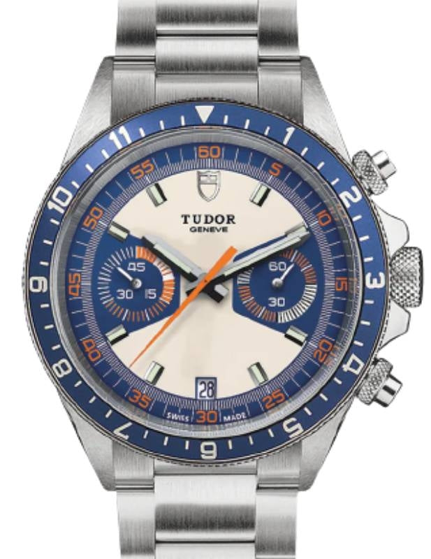 Tudor Sport Watches Heritage Chrono Blue Stainless Steel 42mm Opaline/Blue Dial Bracelet M70330B-0004