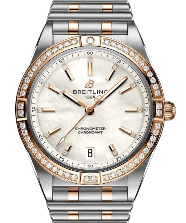 Breitling Chronomat Automatic 36 Stainless Steel Red Gold Diamond Bezel Mother of Pearl Dial U10380591A2U1 - BRAND NEW