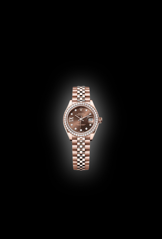 Rolex Lady-Datejust 28 28 mm 279135-CHOCDR9J Rose Gold/Diamonds Chocolate