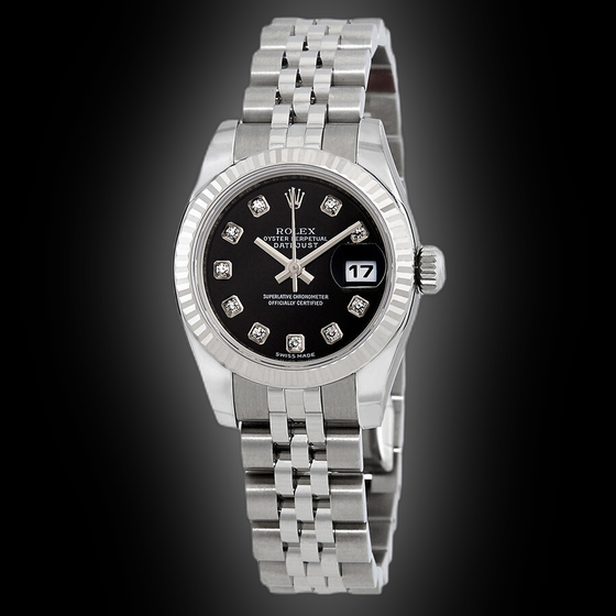 Rolex Lady-Datejust 26 26 mm 179174-BLKDO Steel/White Gold Black