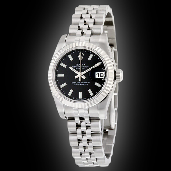 Rolex Lady-Datejust 26 26 mm 179174-BLKSBRO Steel/White Gold Black