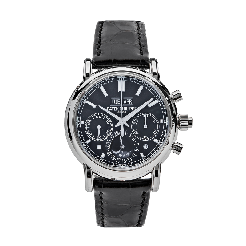 Patek Philippe Grand Complications Split-Seconds Chronograph Perpetual Calendar Platinum Black Dial 5204P-011 PRE-OWNED