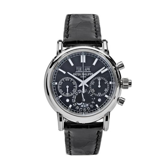 Patek Philippe Grand Complications Split-Seconds Chronograph Perpetual Calendar Platinum Black Dial 5204P-011 PRE-OWNED