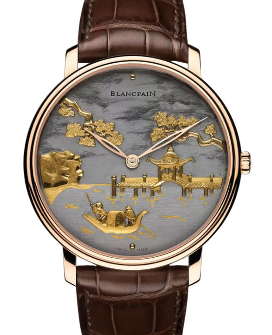Blancpain Metiers D'Art Damasquinee Red Gold 45mm Grey Dial Leather Strap 6615 3612 55B - BRAND NEW