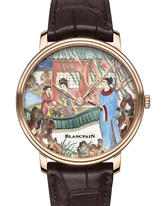 Blancpain Metiers D'Art Porcelaine Red Gold 45mm White Dial Leather Strap 6615 3619 55B - BRAND NEW