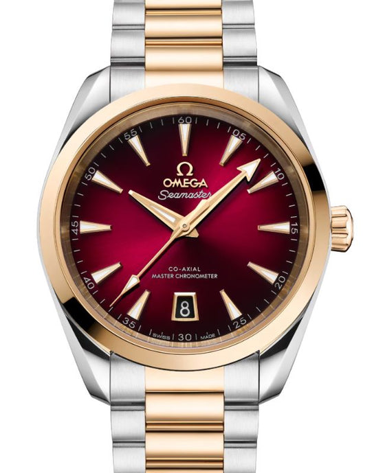 Omega Seamaster Aqua Terra 150M Shades Co-Axial Master Chronometer Steel Moonshine Gold 38mm Red Dial 220.20.38.20.10.002 - BRAND NEW