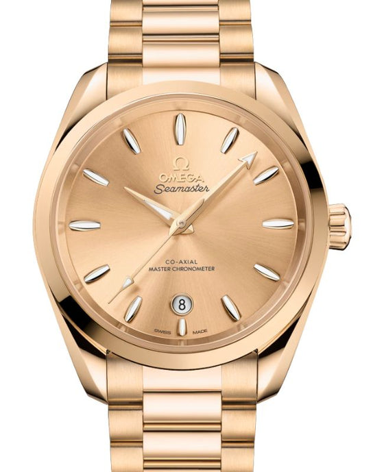 Omega Seamaster Aqua Terra 150M Shades Co-Axial Master Chronometer Moonshine Gold 38mm Yellow Dial 220.50.38.20.08.001 - BRAND NEW