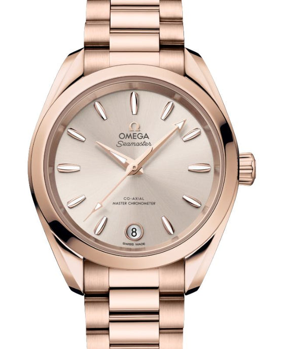 Omega Seamaster Aqua Terra Shades 150M Co-Axial Master Chronometer Sedna Gold 34mm Linen Dial 220.50.34.20.09.001 - BRAND NEW
