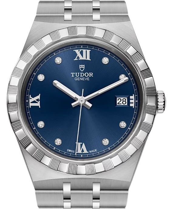 Tudor Royal Steel Diamond Blue Dial 28mm Notched Bezel M28300-0007 - BRAND NEW
