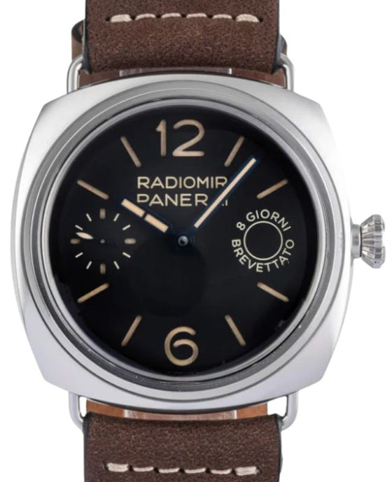 Panerai Radiomir 8 Days Stainless Steel 45mm Black Dial Leather Strap PAM00992 - BRAND NEW