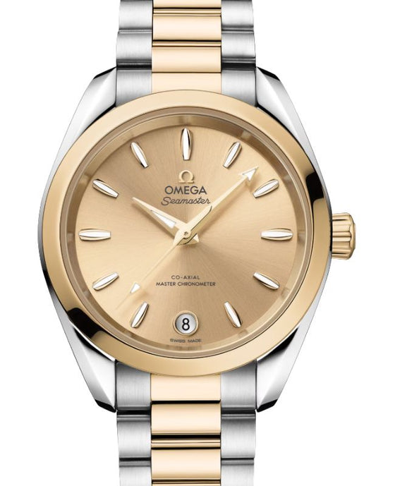 Omega Seamaster Aqua Terra Shades 150M Co-Axial Master Chronometer Steel Moonshine Gold 34mm Yellow Dial 220.20.34.20.08.001 - BRAND NEW