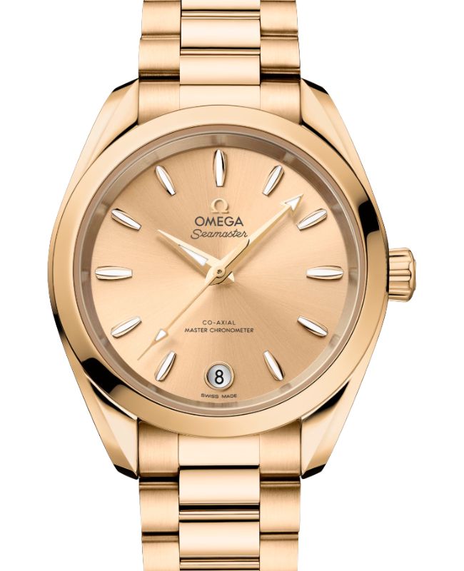 Omega Seamaster Aqua Terra Shades 150M Co-Axial Master Chronometer Moonshine Gold 34mm Yellow Dial 220.50.34.20.08.001 - BRAND NEW
